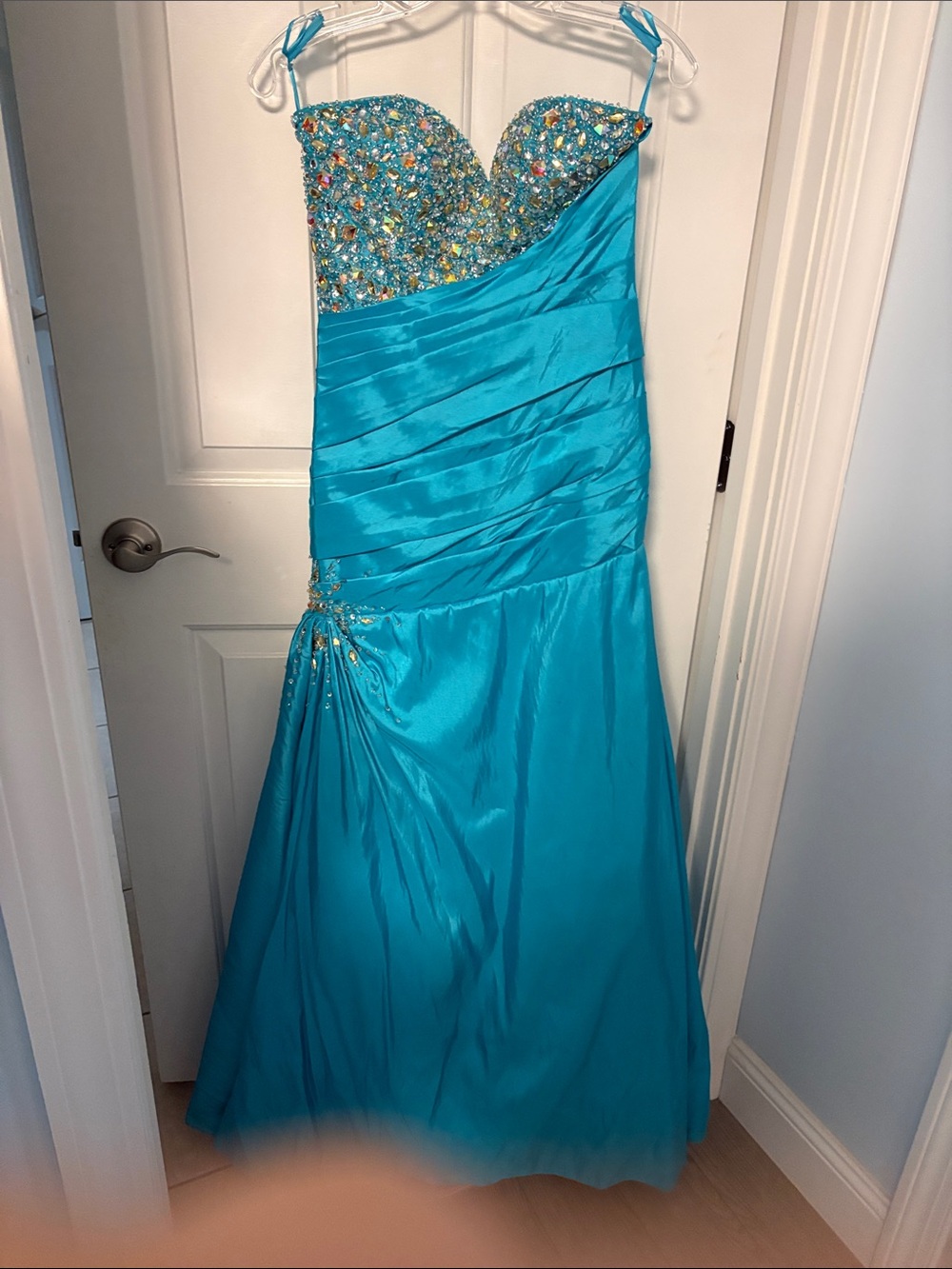 Night Moves Turquoise Beaded Sweetheart Prom Dress